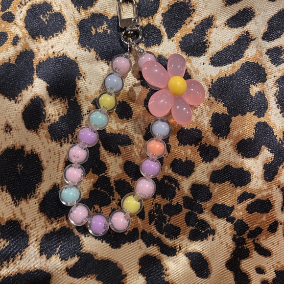 Pastel Beaded Keychain with Wrist Strap - Picture 2 of 4